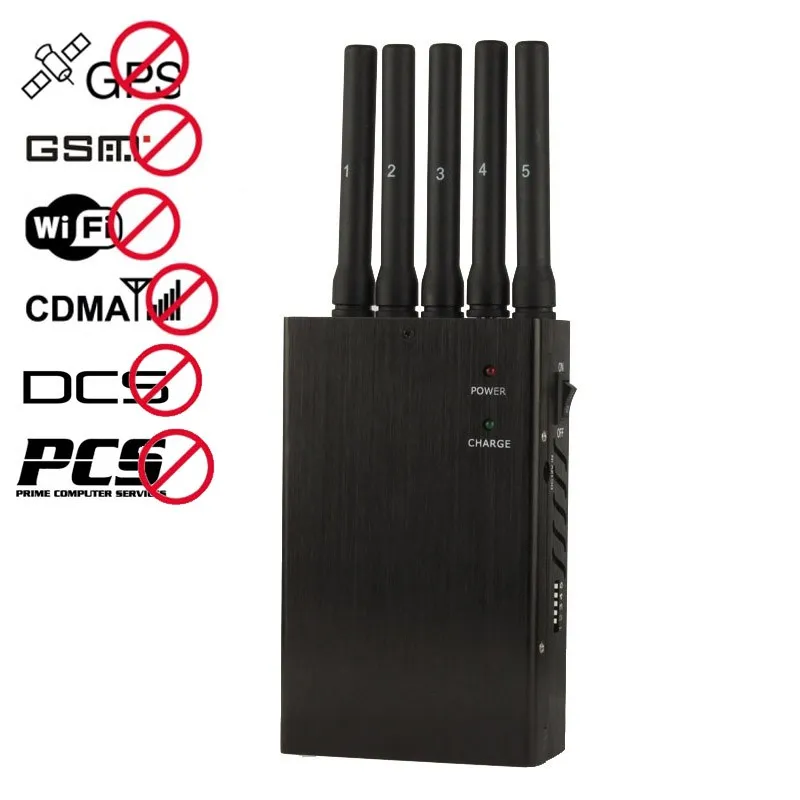 Handheld 5-band mobile phone signal jammer video