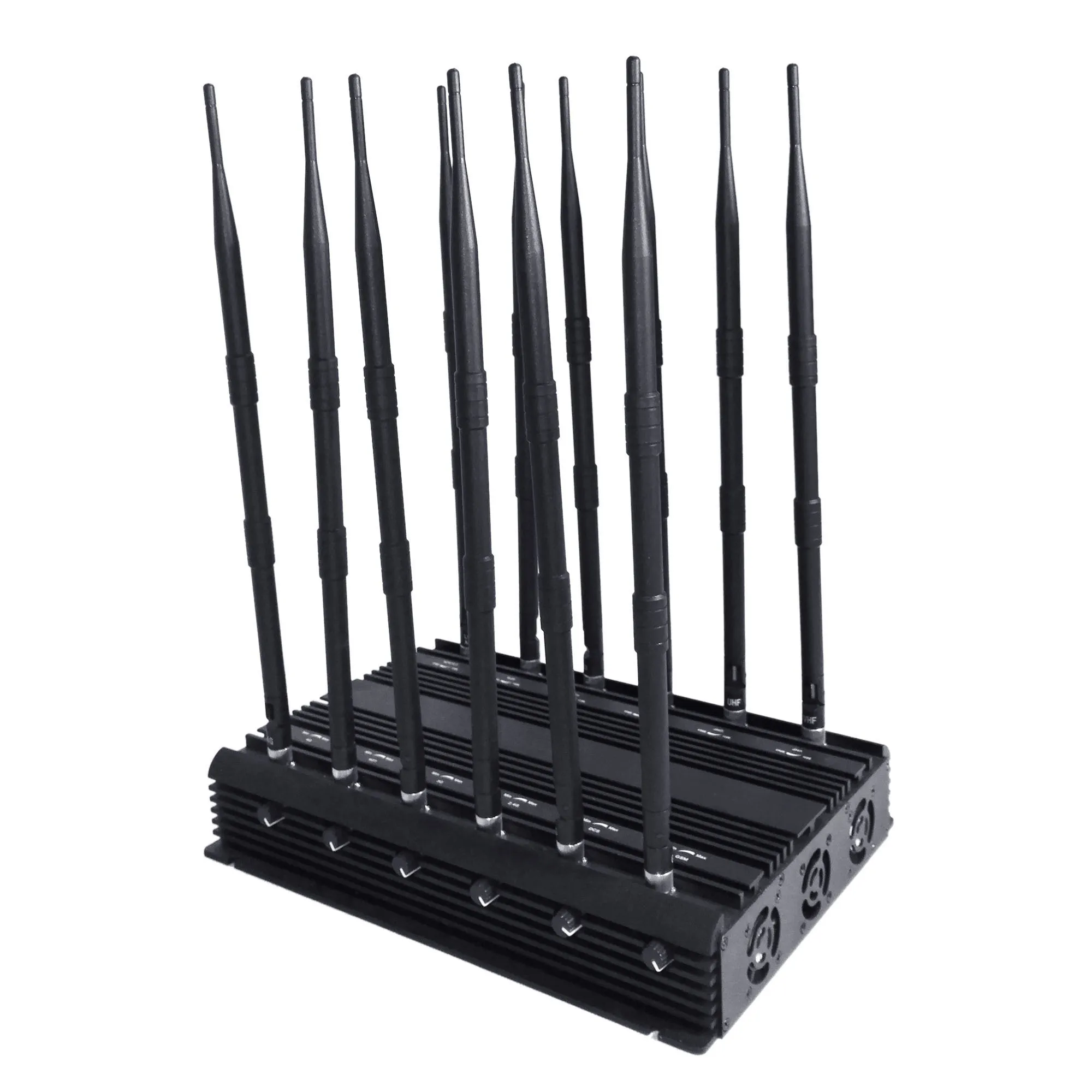 Adjustable Power 12-antenna desktop jammer video